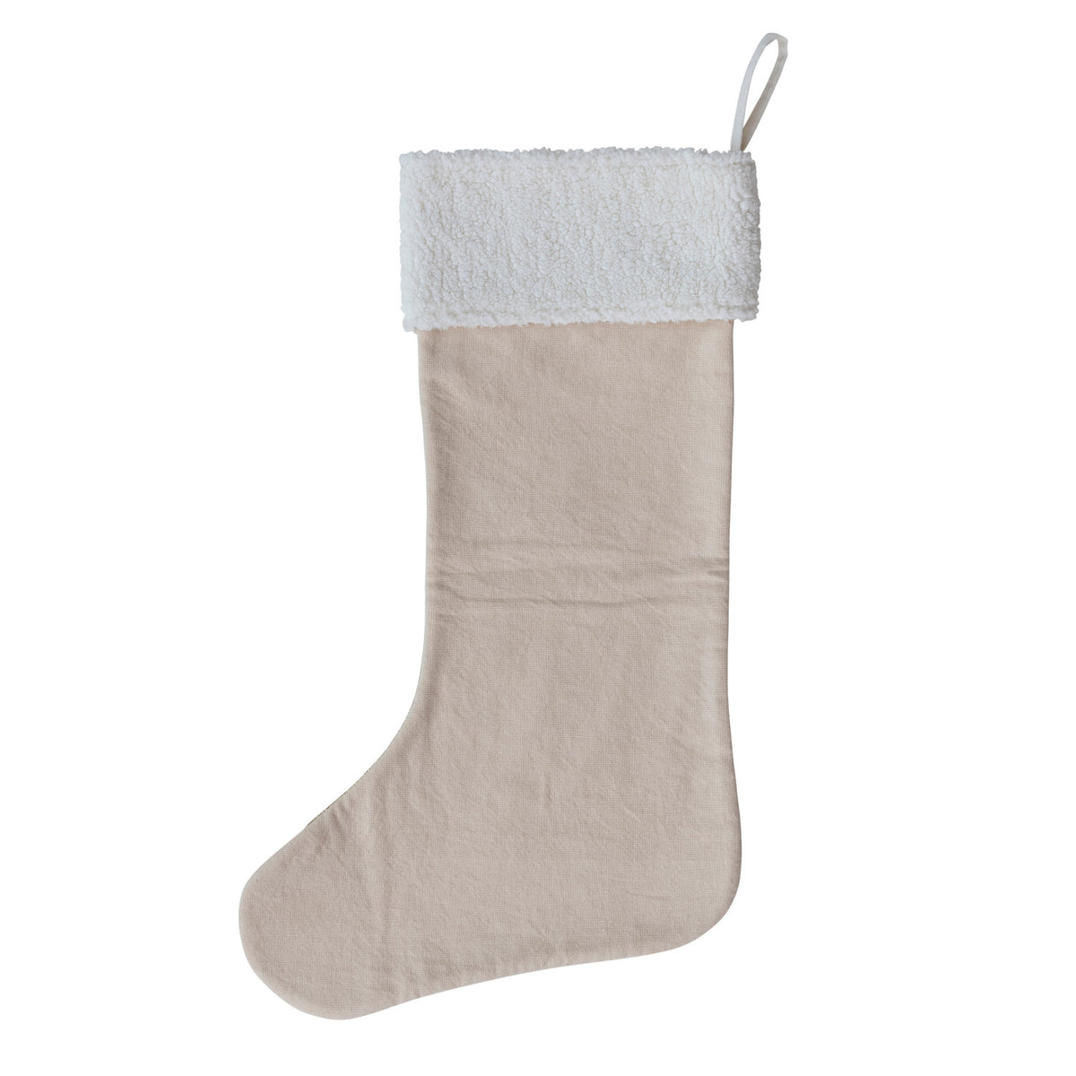 Woven Cotton 2-Sided Stocking with Plaid Pattern & Faux Sherpa Cuff