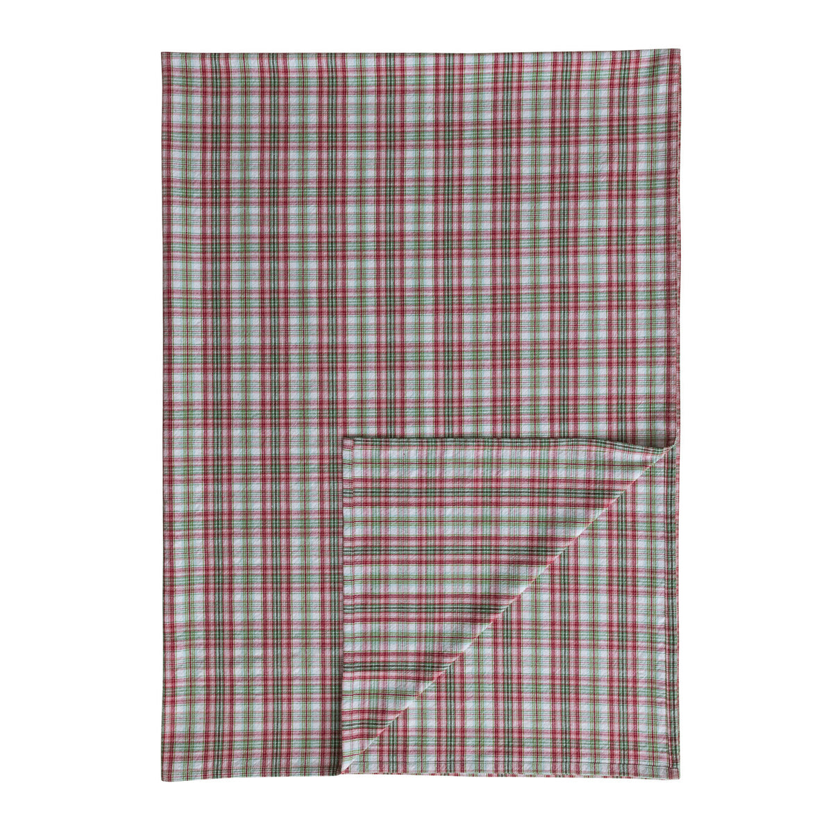 84"L x 60"W Woven Cotton Table Cloth with Plaid Pattern