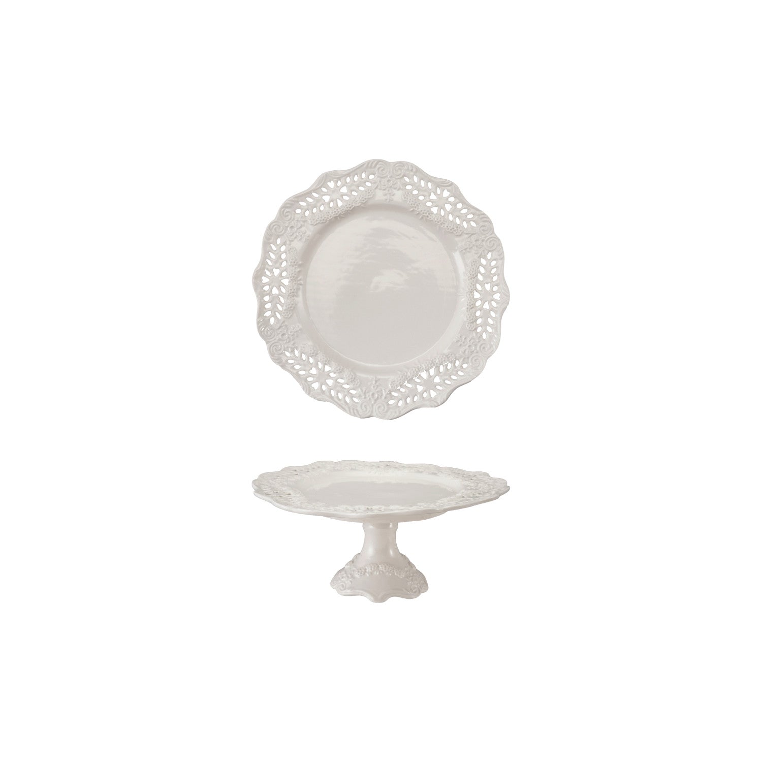 Scalloped Pedestal with Pierced Lace Pattern