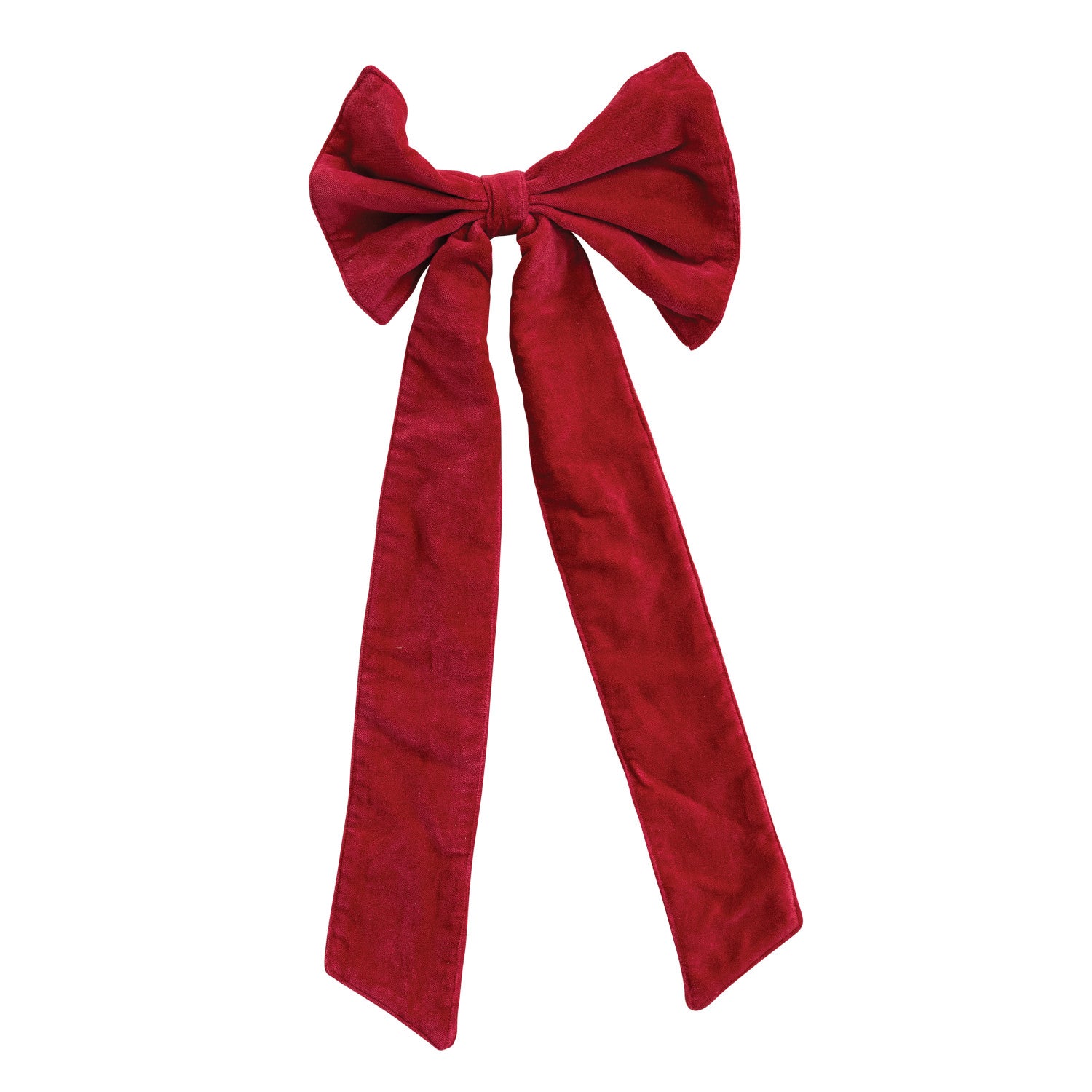 Red Cotton Velvet Clip-on Bow