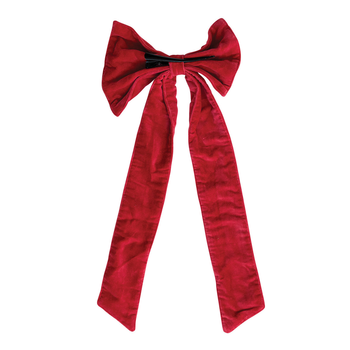 Red Cotton Velvet Clip-on Bow