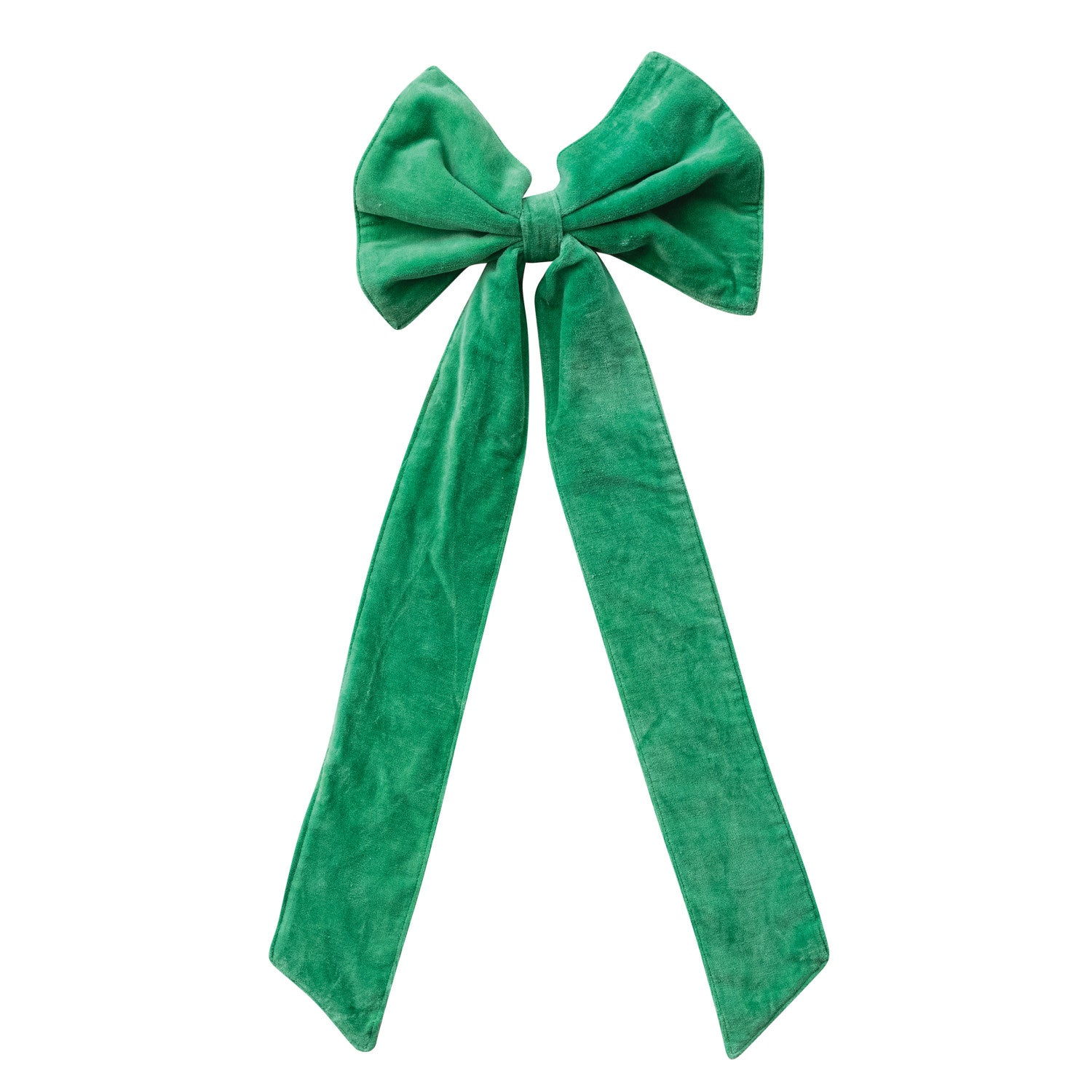 Kelly Green Cotton Velvet Clip-on Bow