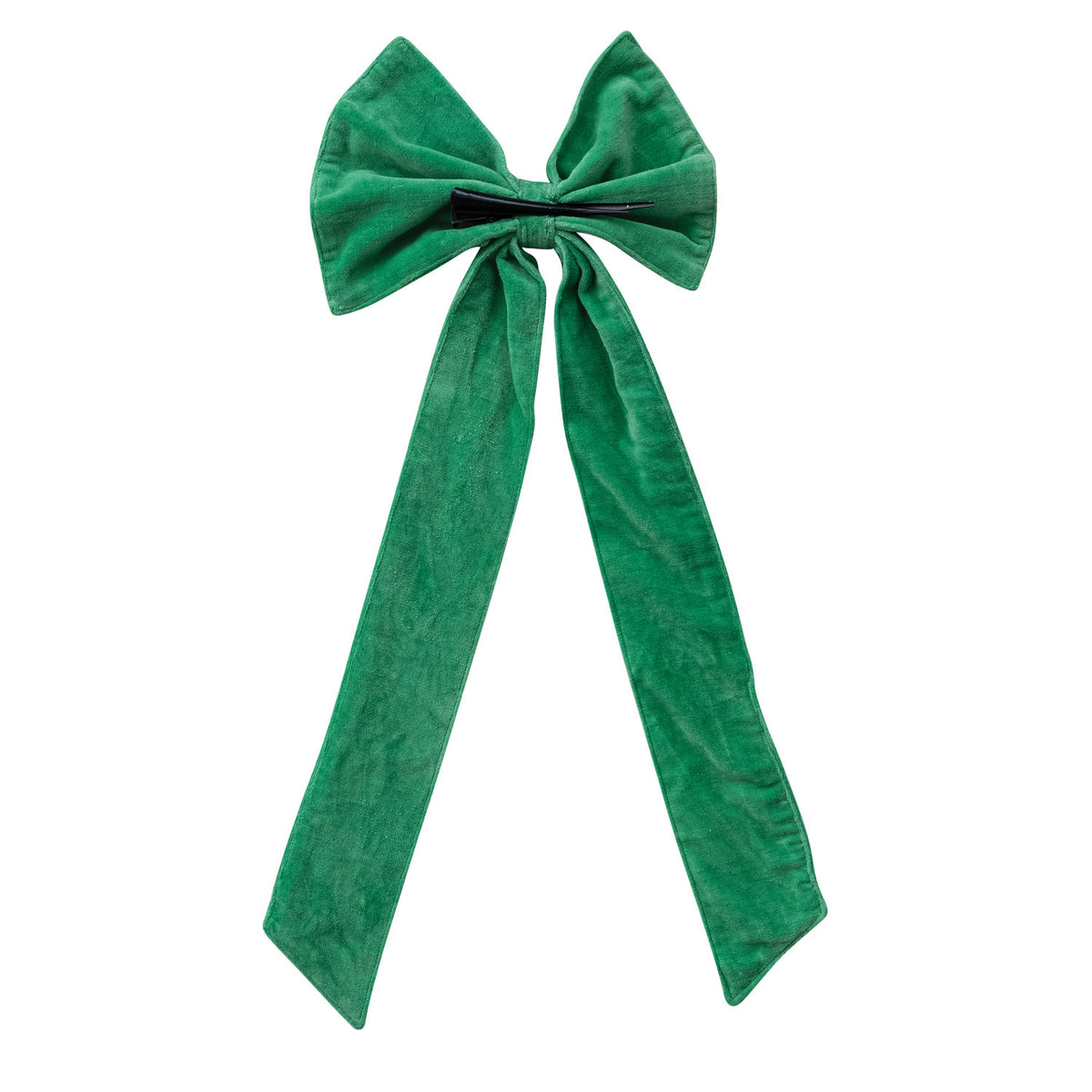 Kelly Green Cotton Velvet Clip-on Bow