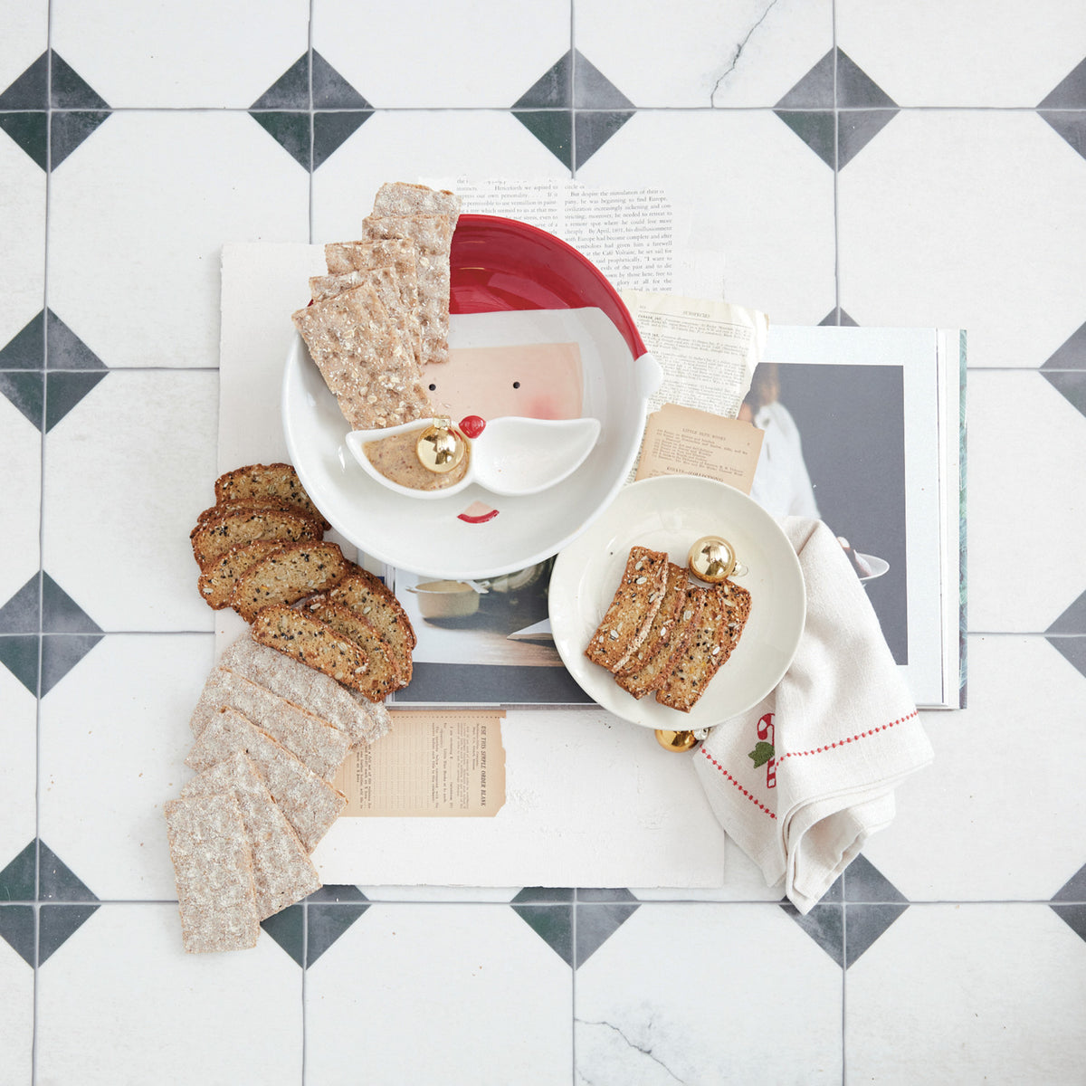 Santa Head Shaped Bowl & Mustache Dish