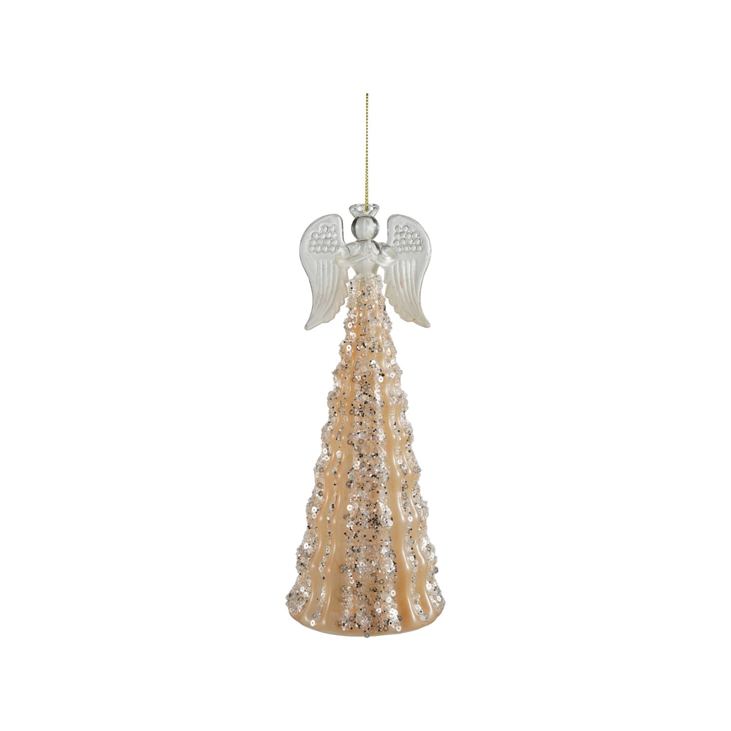 Mercury Glass Angel Ornament with LED Light (Batteries Included) (Hangs or Sits)