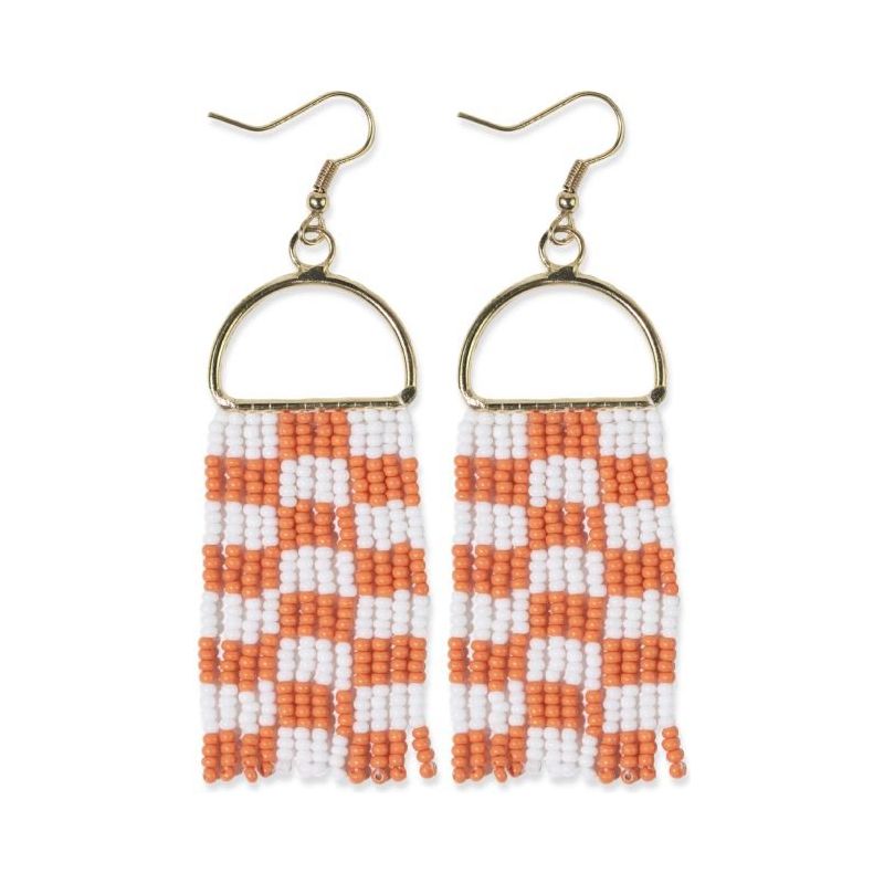 Allison Checkered Beaded Fringe Earrings - Miles and Bishop