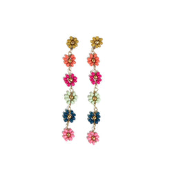 Amanda Flower Beaded Dangle Earrings - Miles and Bishop