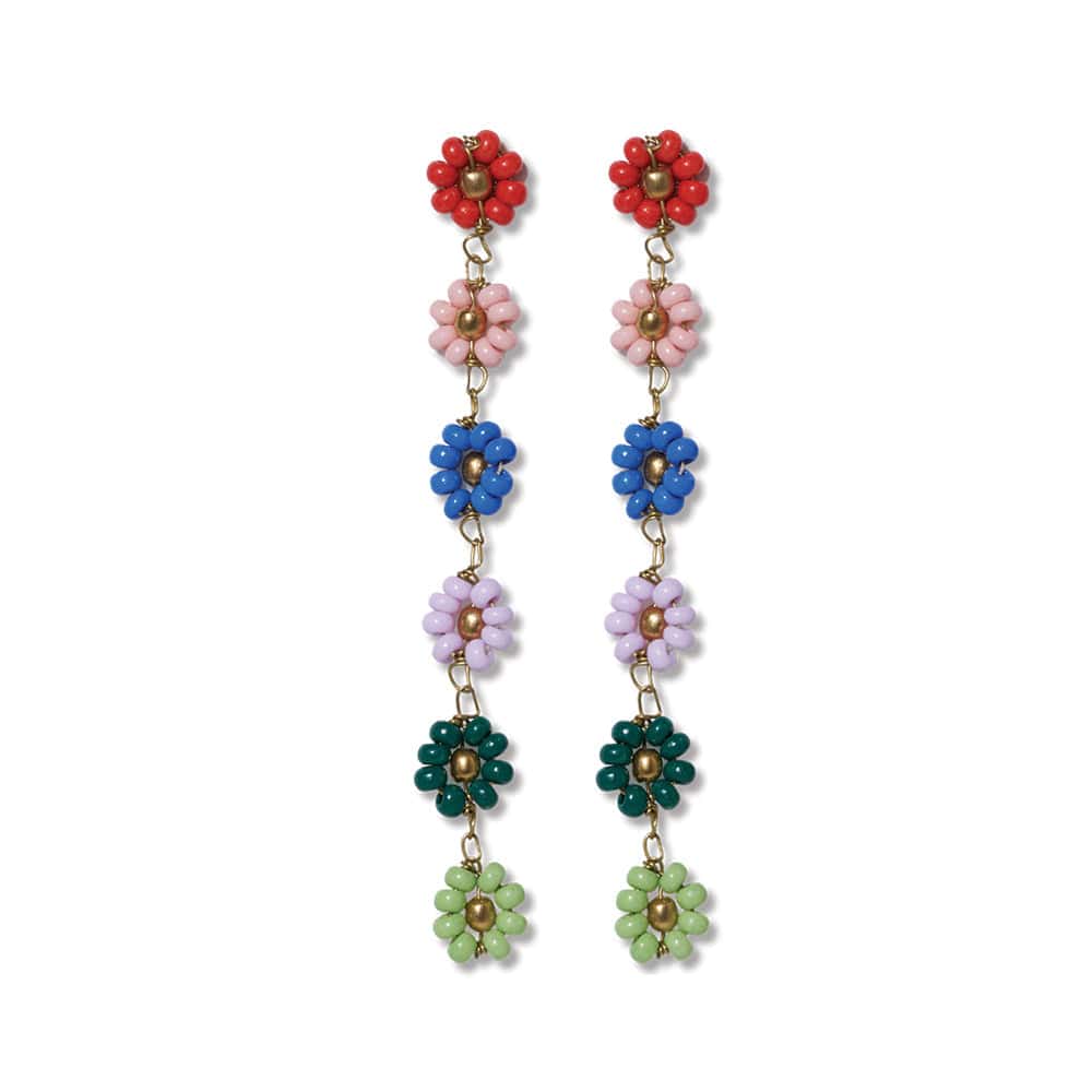 Amanda Flower Beaded Dangle Earrings - Miles and Bishop