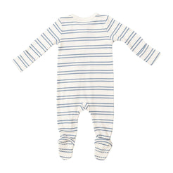 Anchor Rib Stripe Zipper Footie - Miles and Bishop