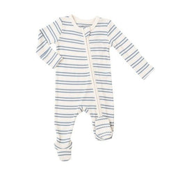 Anchor Rib Stripe Zipper Footie - Miles and Bishop