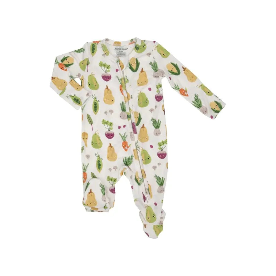 Baby Vegetables 2 Way Zipper Footie - Miles and Bishop