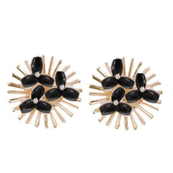 Black Sunburst Statement Stud Earrings - Miles and Bishop