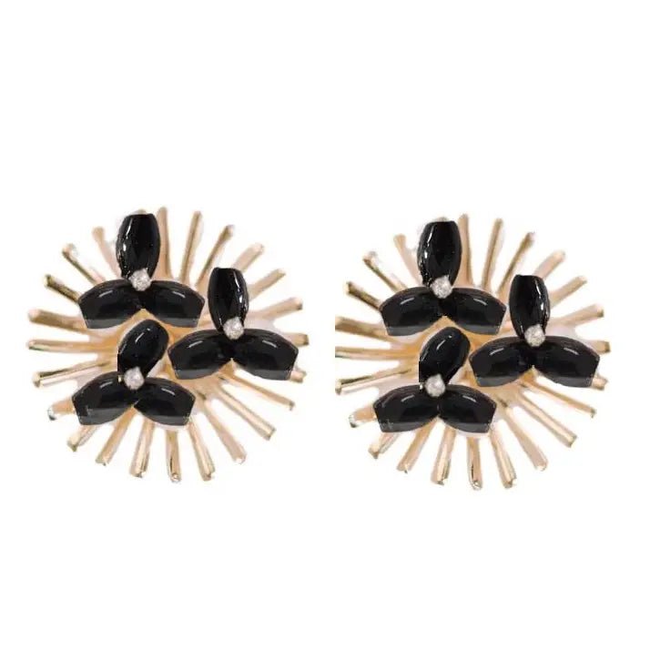 Black Sunburst Statement Stud Earrings - Miles and Bishop