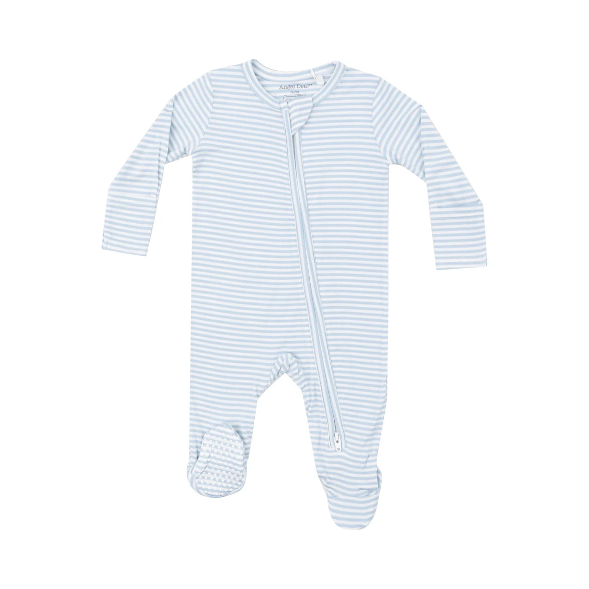 Blue Stripe Zipper Footie - Miles and Bishop