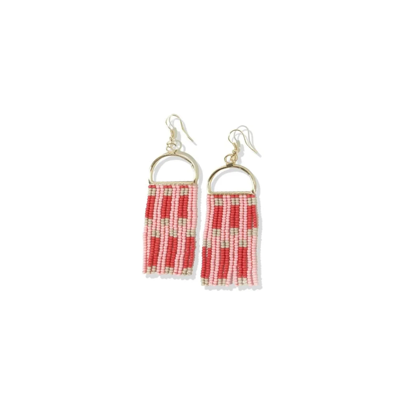 Blush & Red Arch Fringe Seed Bead Earring - Miles and Bishop