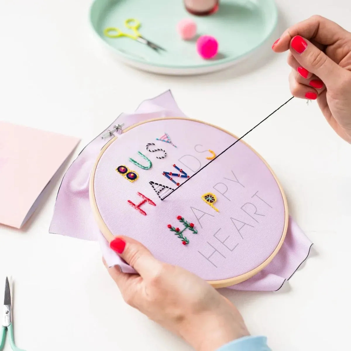 Busy Hands Happy Heart Embroidery Kit - Miles and Bishop