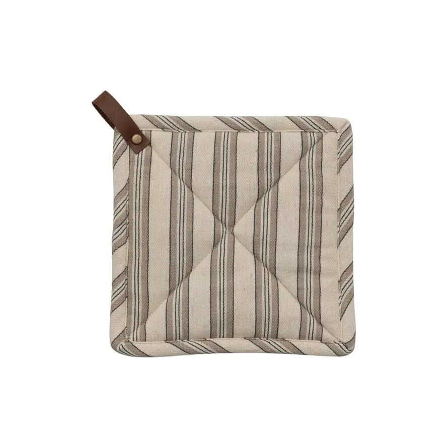 Cotton Pot Holder with Leather Loop - Miles and Bishop