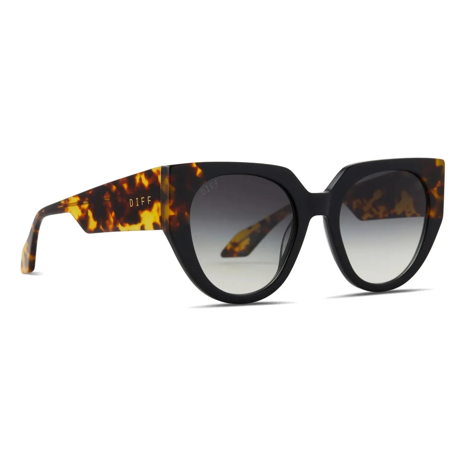 Diff Ivy Matte Black / Matte Amber Tortoise Corner Sunglasses
