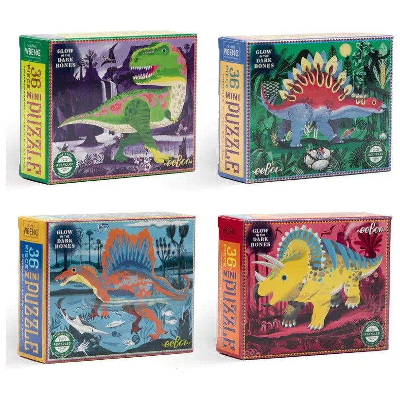 Dinosaur Glow In The Dark 36 Piece Mini Puzzles - Miles and Bishop