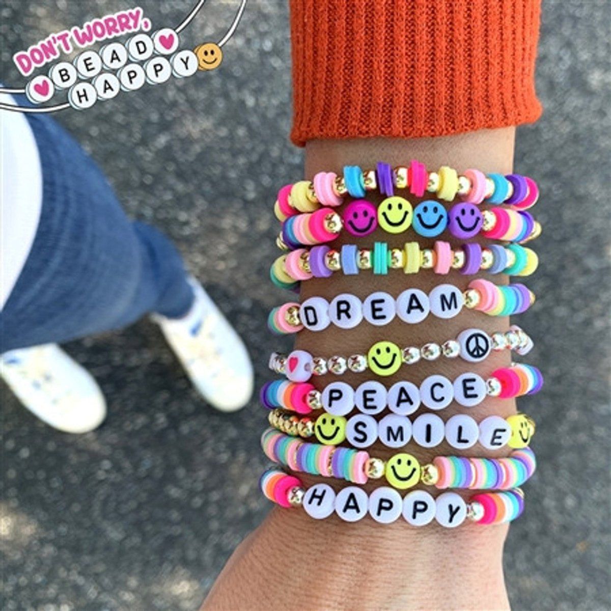 Don't Worry Bead Happy Stretch Bracelets - Miles and Bishop