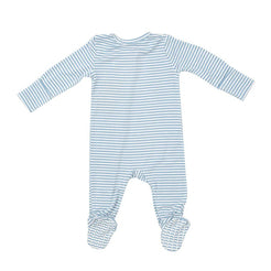 Dream Blue Stripe Zipper Footie - Miles and Bishop