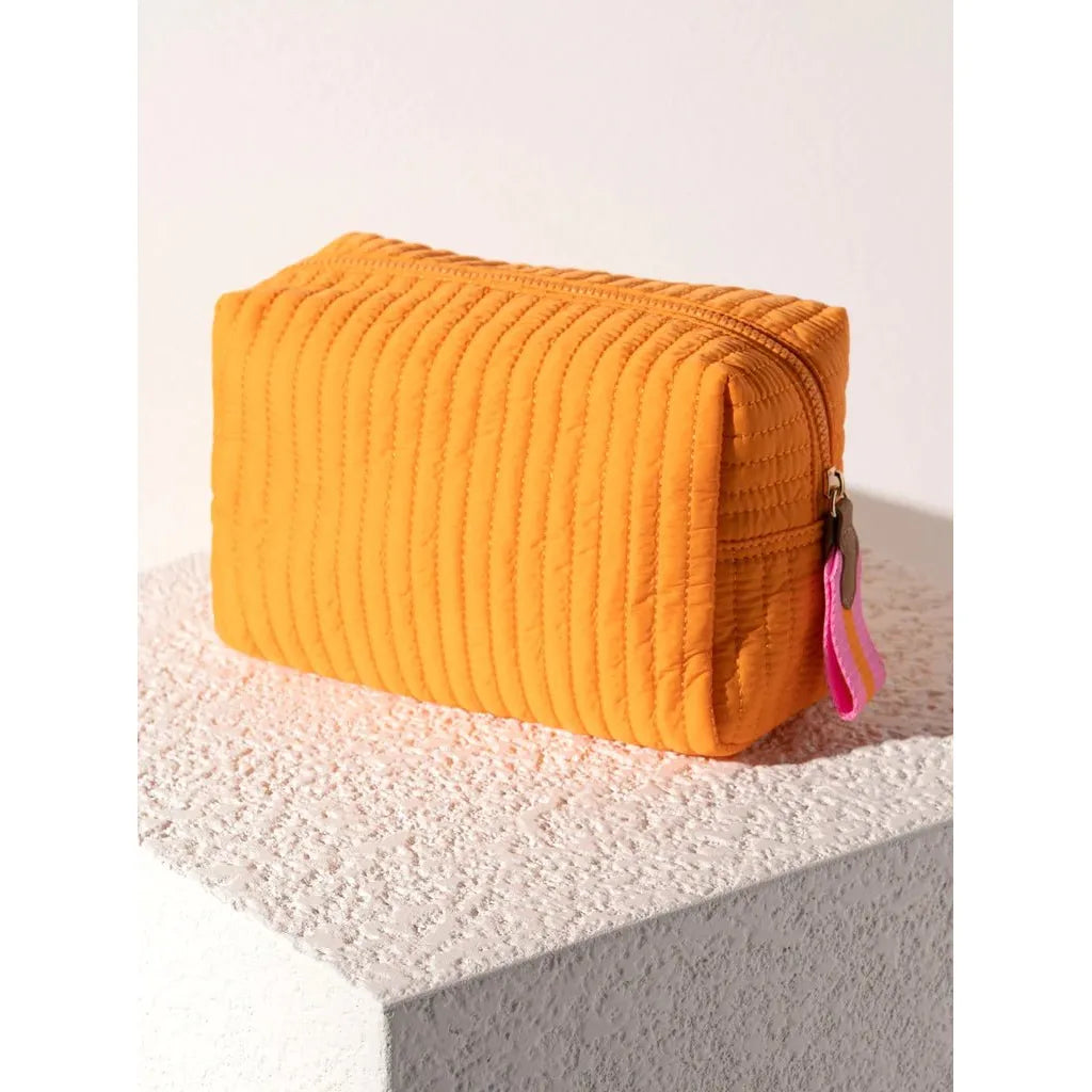 Ezra Large Boxy Cosmetic Bag - Orange - Miles and Bishop