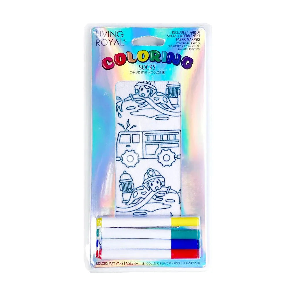 Fire Truck Coloring Socks - Miles and Bishop