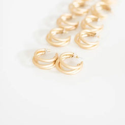 Gold Triple Statement Hoop Earrings - Miles and Bishop