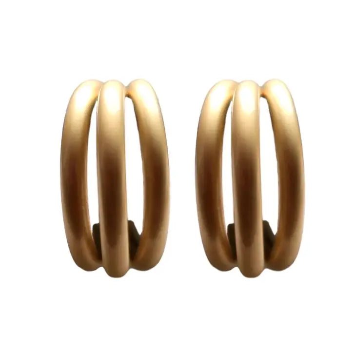 Gold Triple Statement Hoop Earrings - Miles and Bishop