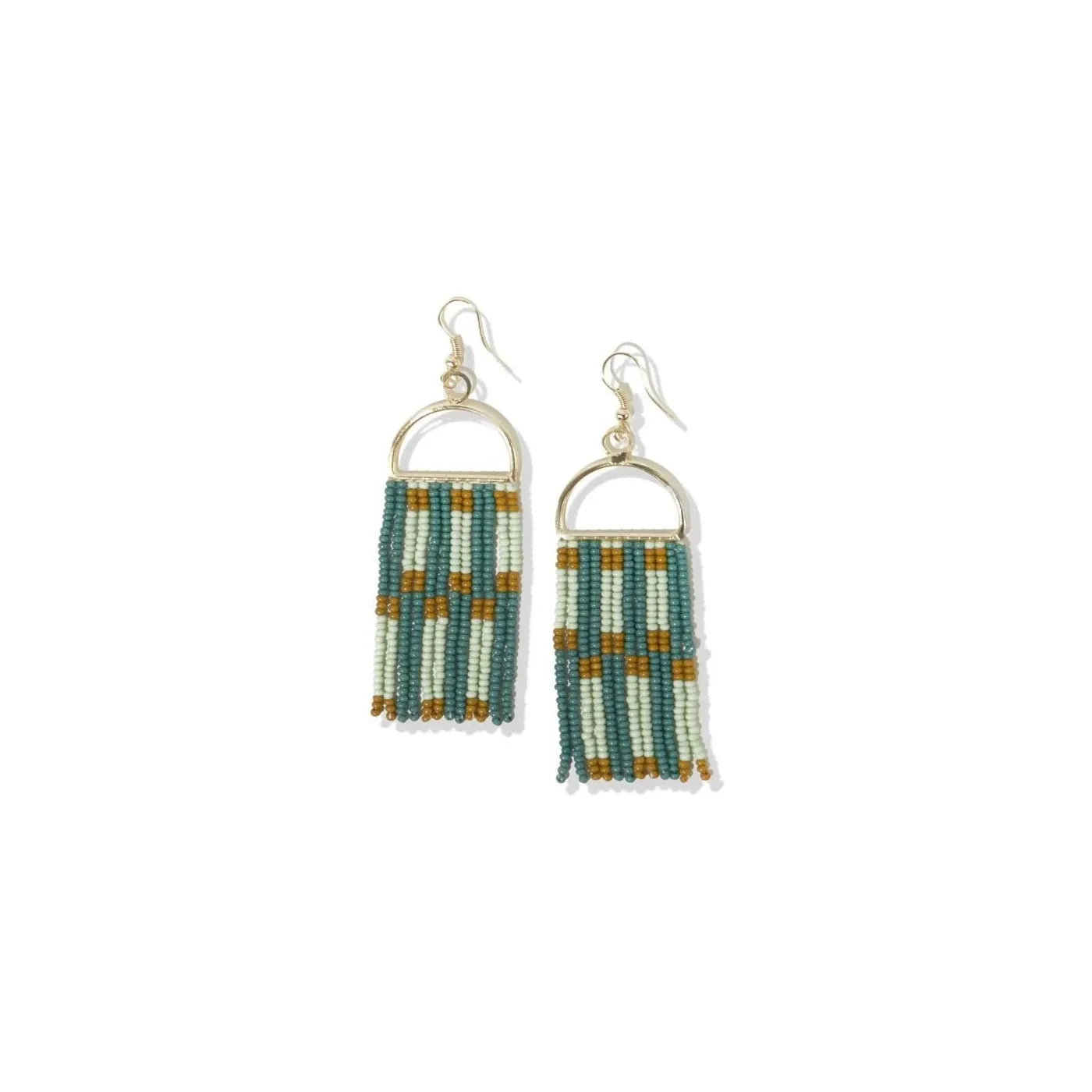 Green, Mint, and Citron Arch Fringe Earrings - Miles and Bishop