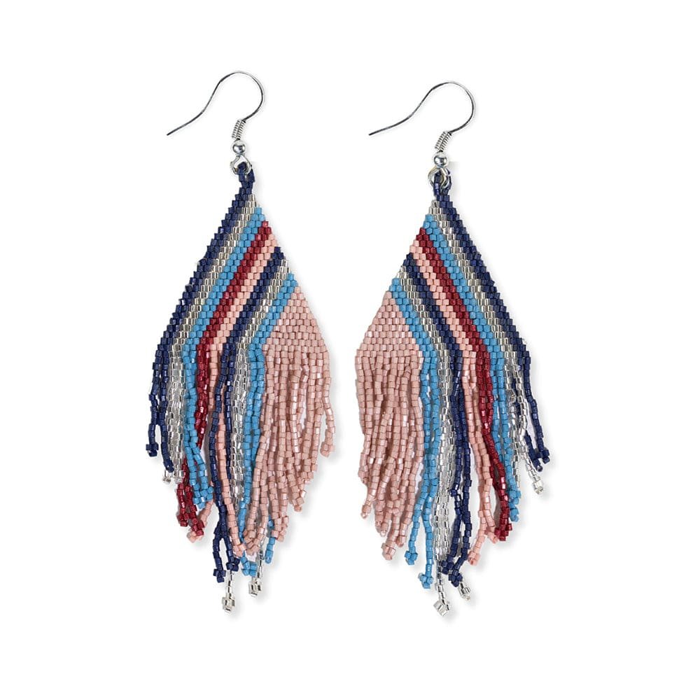Haley Navy + Silver Luxe Beaded Fringe Earrings - Miles and Bishop