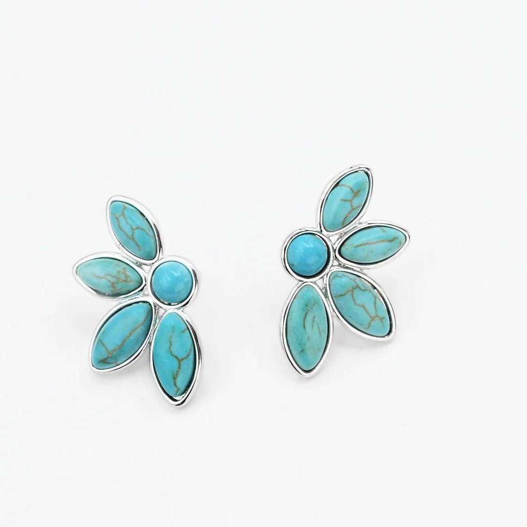 Half Turquoise Flower Earrings - Miles and Bishop