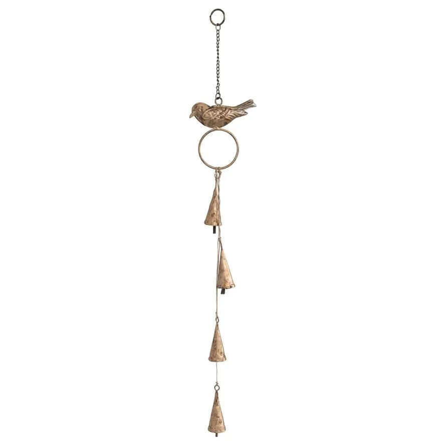 Hanging Metal Bells with Bird on Chain - Miles and Bishop