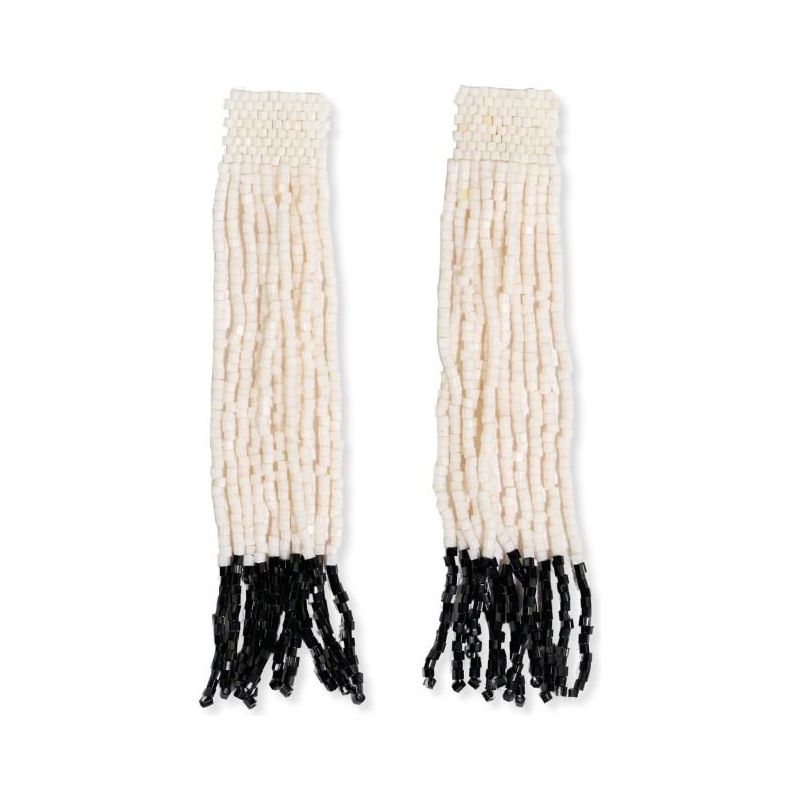 Ila Thick Stripe Mixed Luxe Bead Fringe Earrings - Miles and Bishop