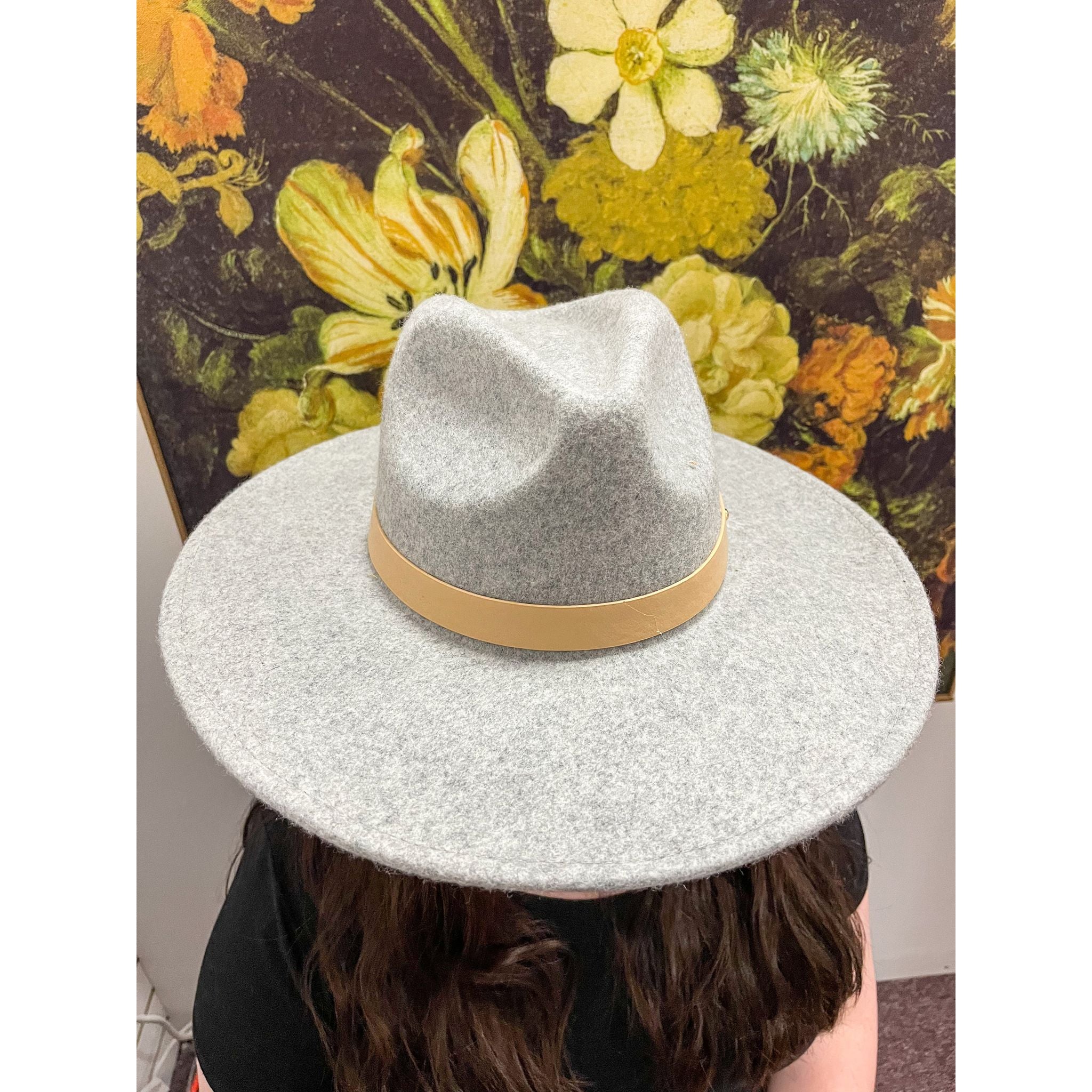 Front View of Grey Felt Hat - Miles and Bishop