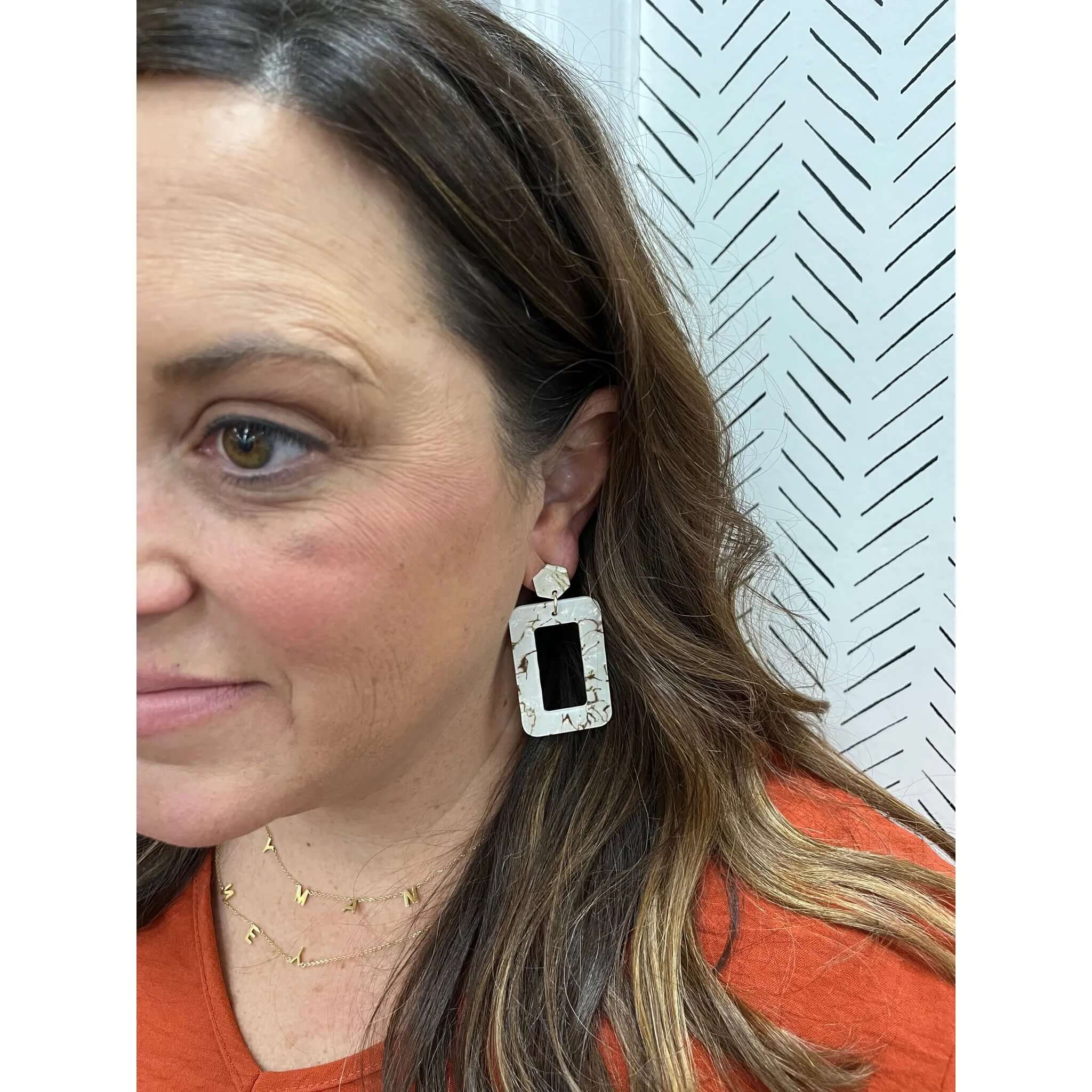 Tan Marble Acrylic Rectangle Drops - Miles and Bishop
