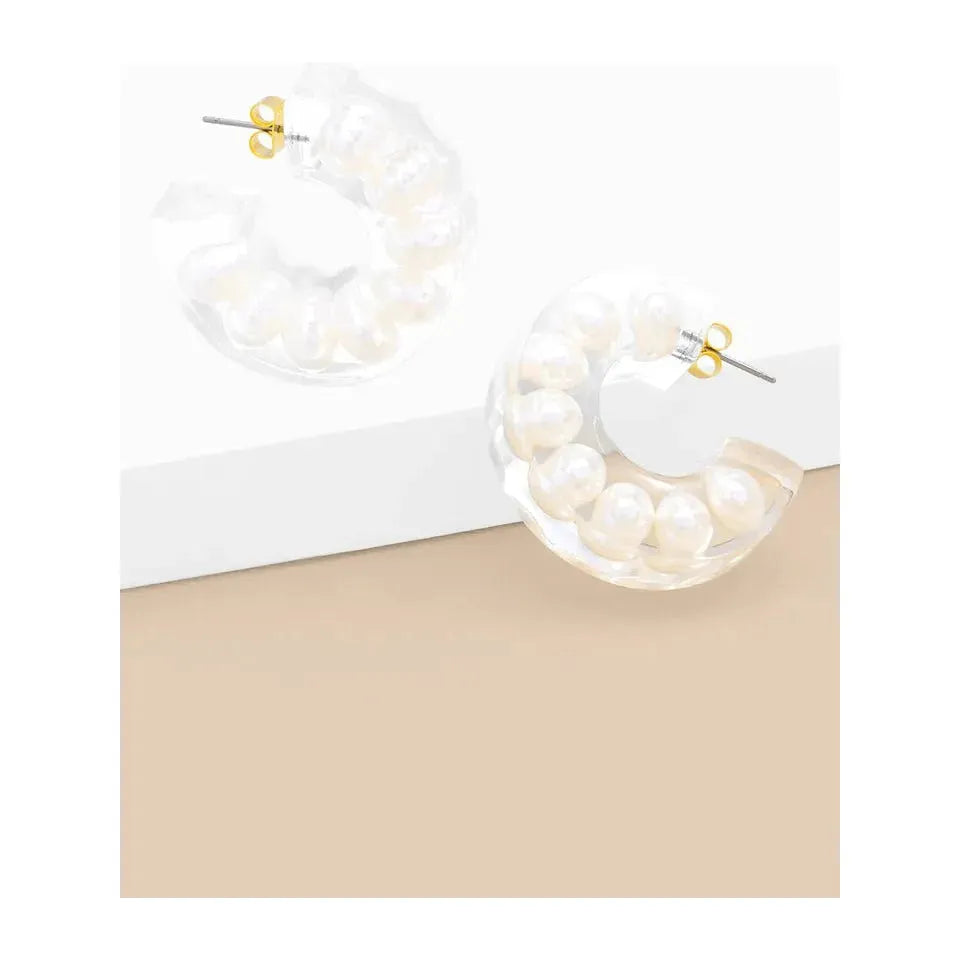 Inner Pearl Hoop Earrings - Miles and Bishop