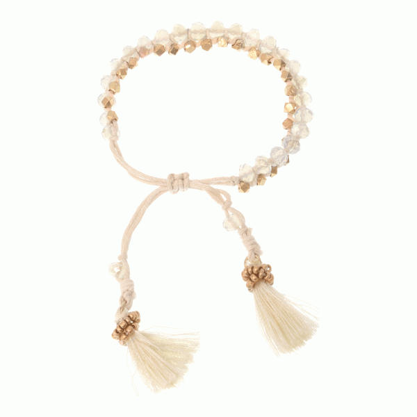 Ivory Adjustable Beaded Cord Bracelet - Miles and Bishop