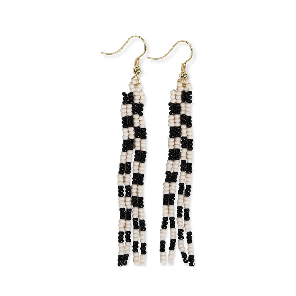 June Black and White Checked Petite Earrings - Miles and Bishop