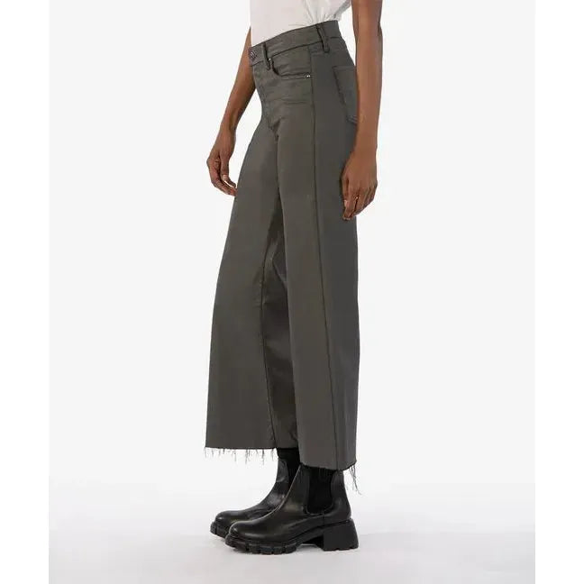 KUT Meg Coated High Rise Fab AB Wide Leg Raw Hem - Miles and Bishop