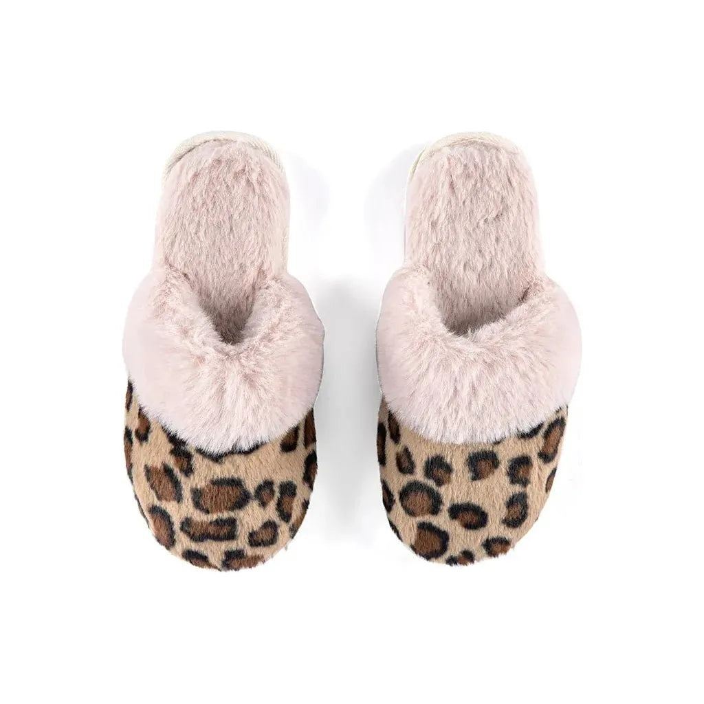 Lavinia Leopard Print Plush Slippers - Miles and Bishop