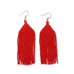 Michele Tomato Red Solid Beaded Fringe Earrings - Miles and Bishop