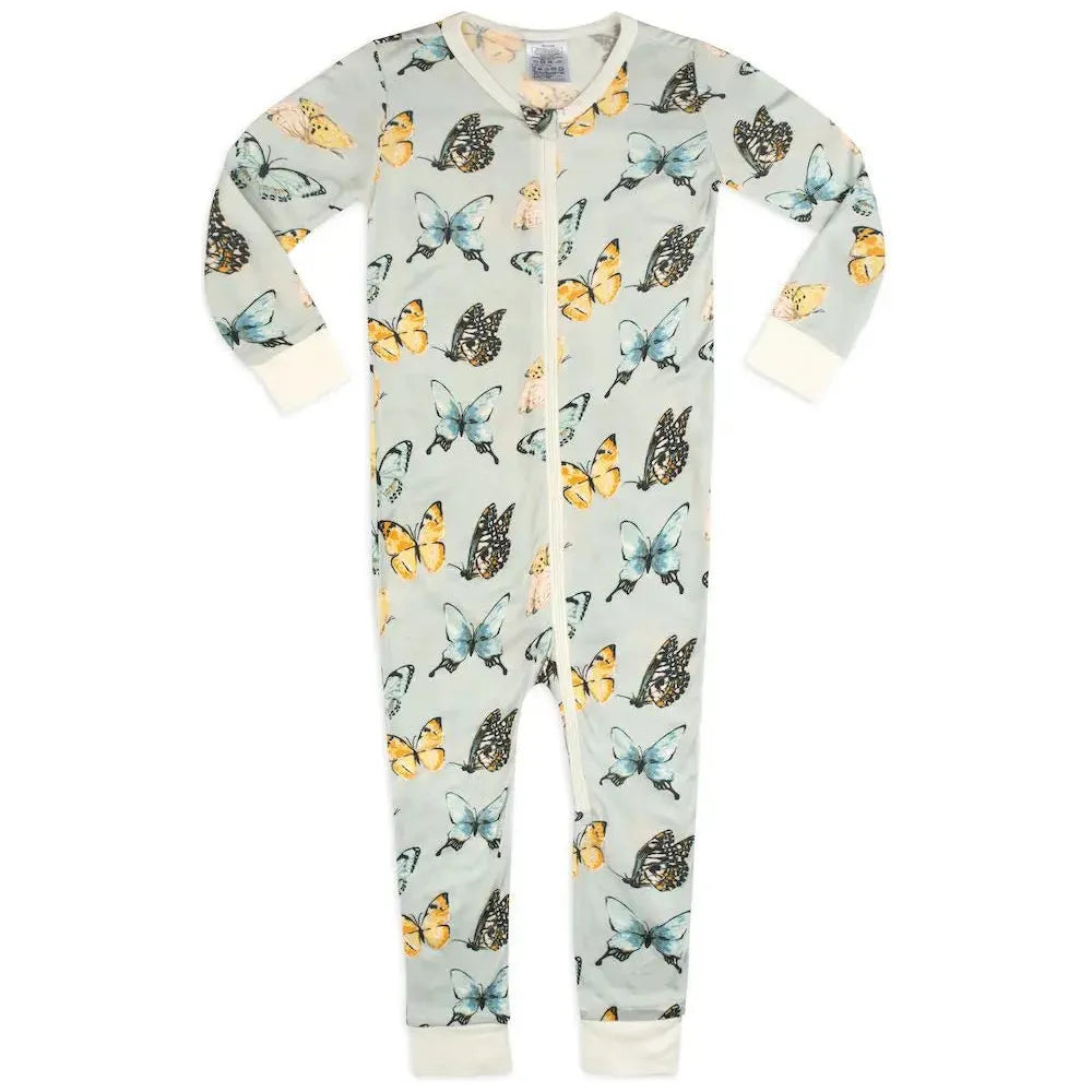 Milkbarn Butterfly Bamboo Zipper Pajamas - Miles and Bishop