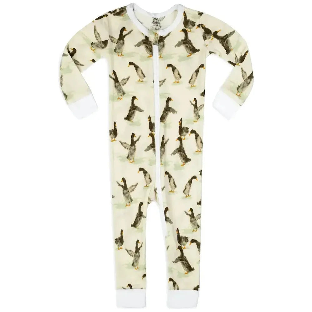 Milkbarn Duck Organic Cotton Zipper Pajamas - Miles and Bishop