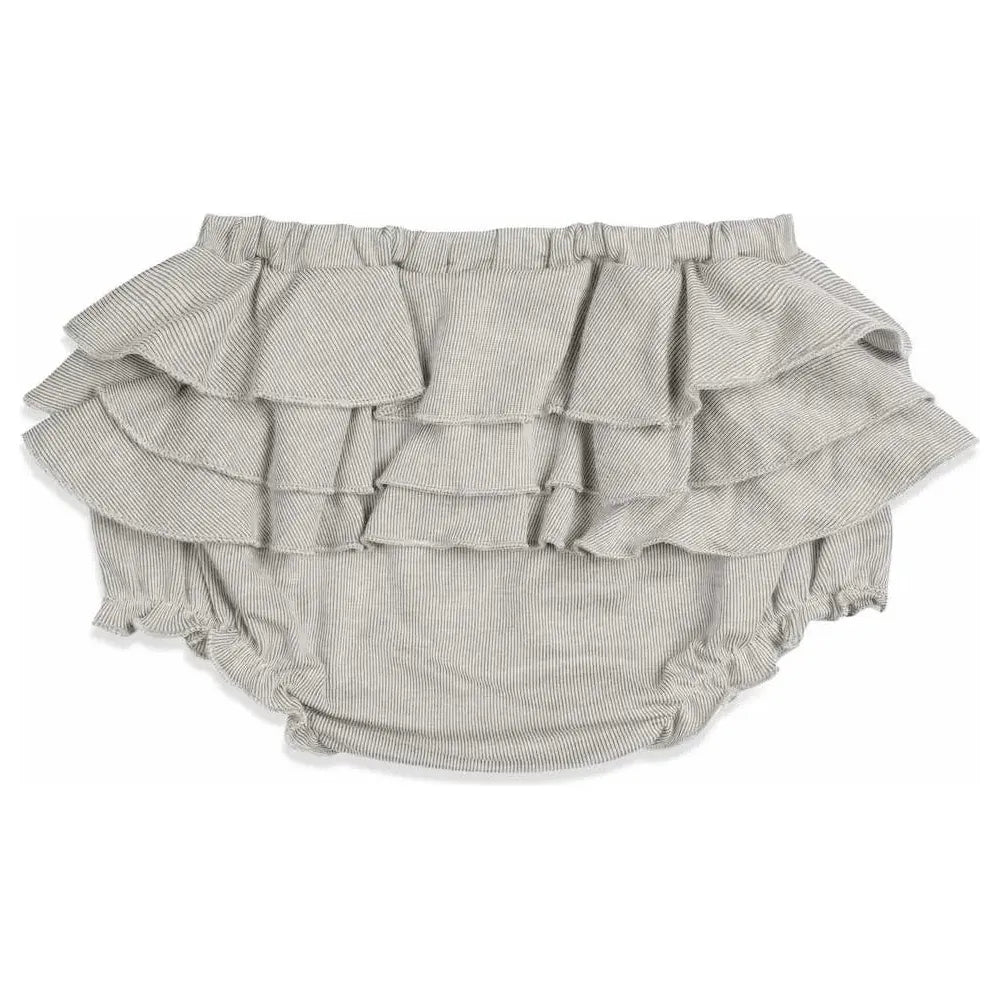 Milkbarn Grey Pinstripe Ruffle Bloomer - Miles and Bishop