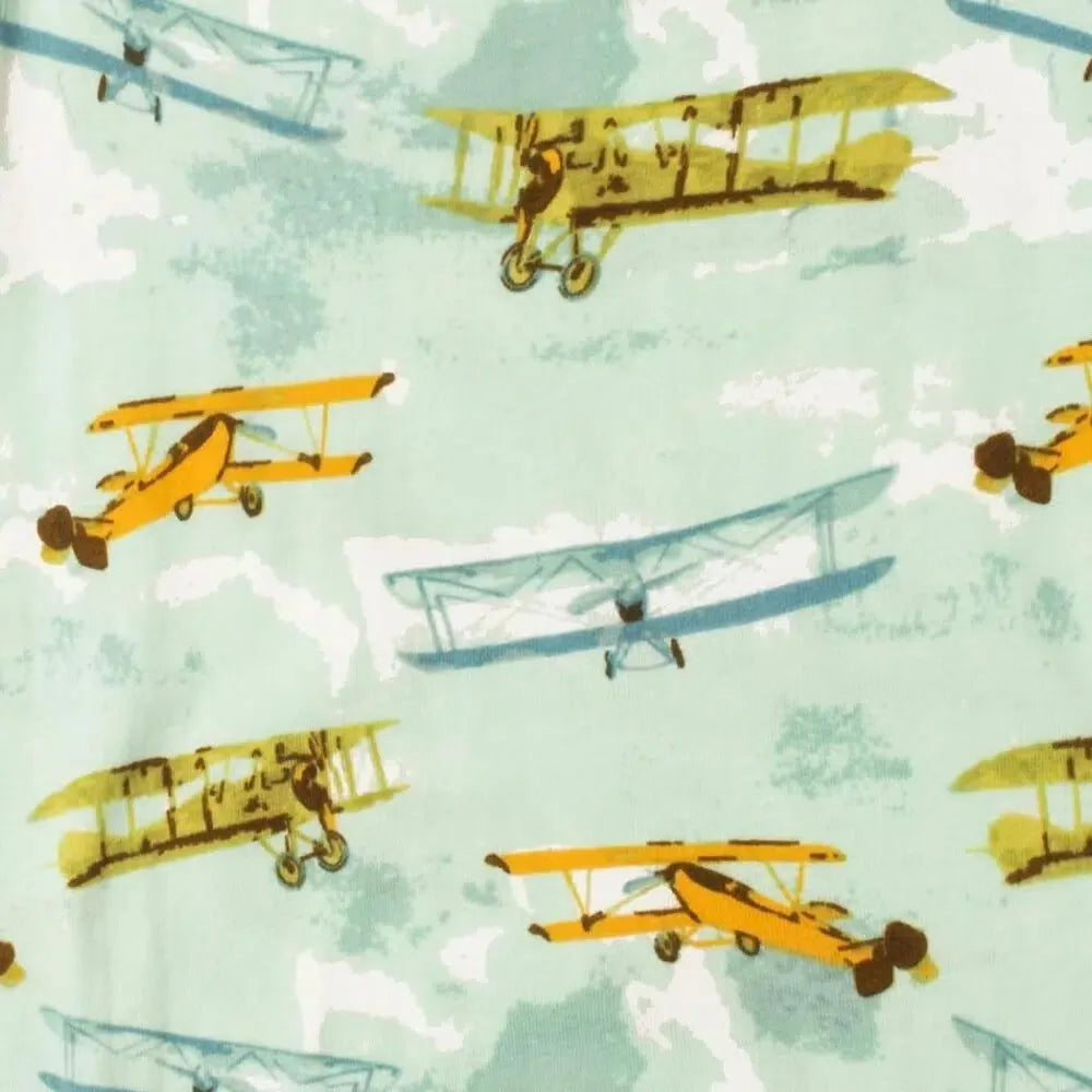 Milkbarn Vintage Planes Organic Cotton Zipper Footie - Miles and Bishop