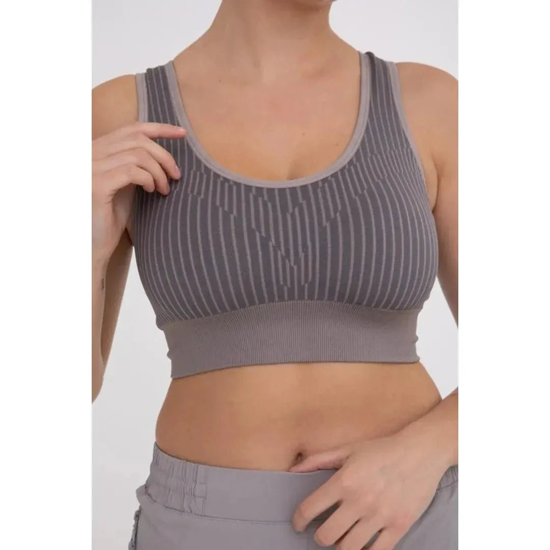 Offset Stripe Racerback Sports Bra - Miles and Bishop