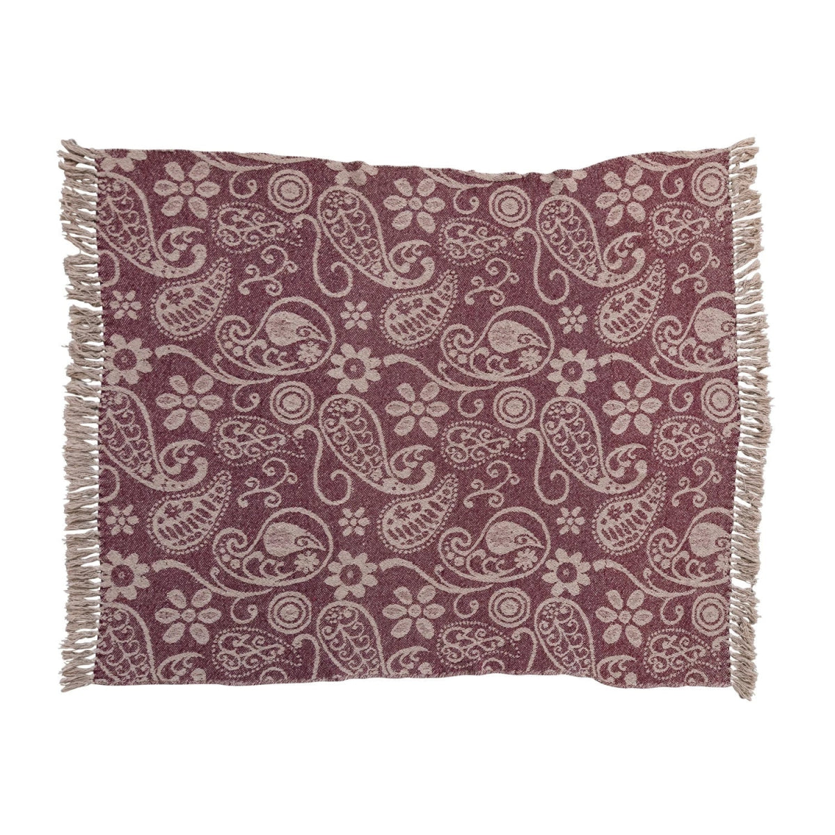 Paisley Pattern Recycled Cotton Slub Printed Throw - Miles and Bishop