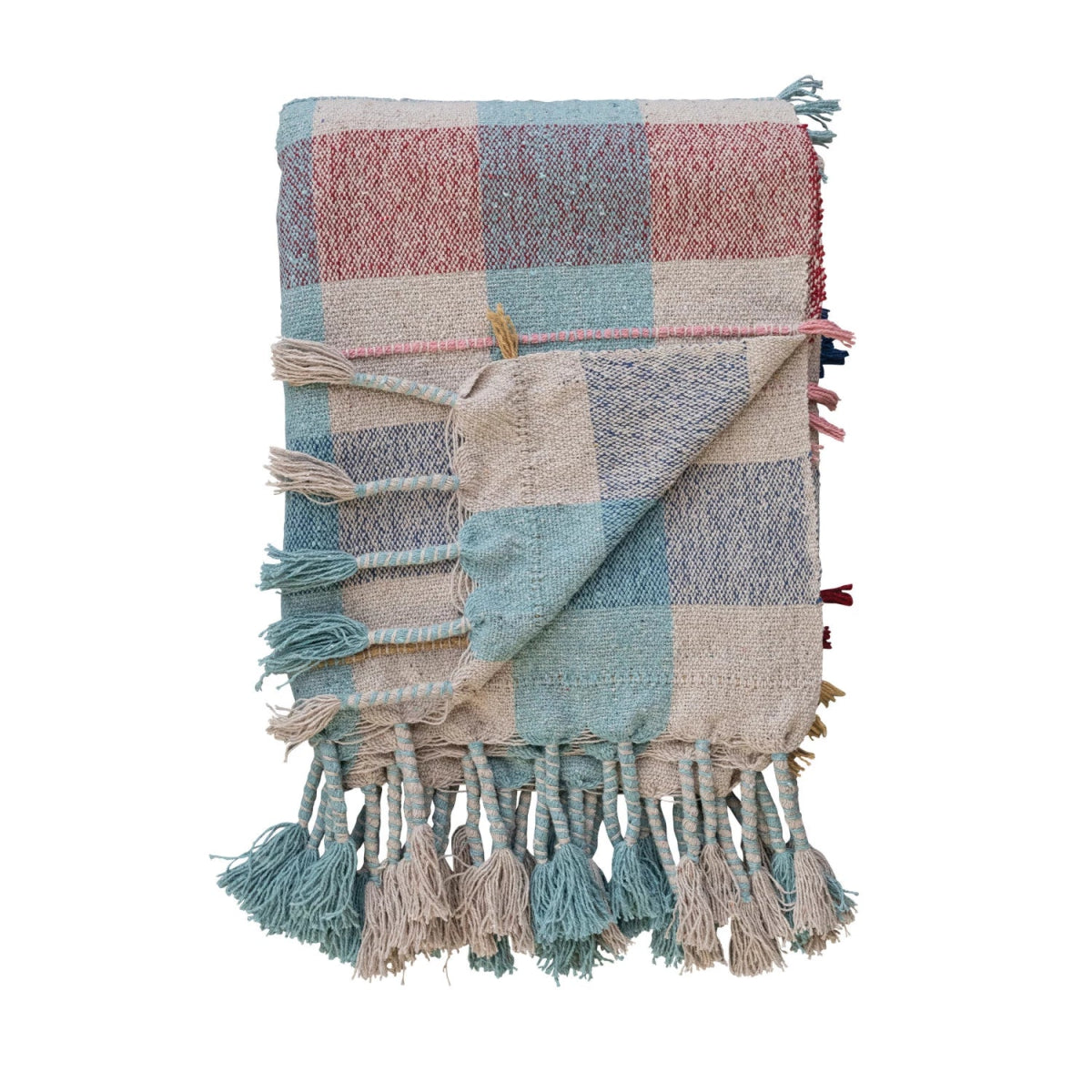 Pastel Woven Recycled Cotton Blend Throw - Miles and Bishop