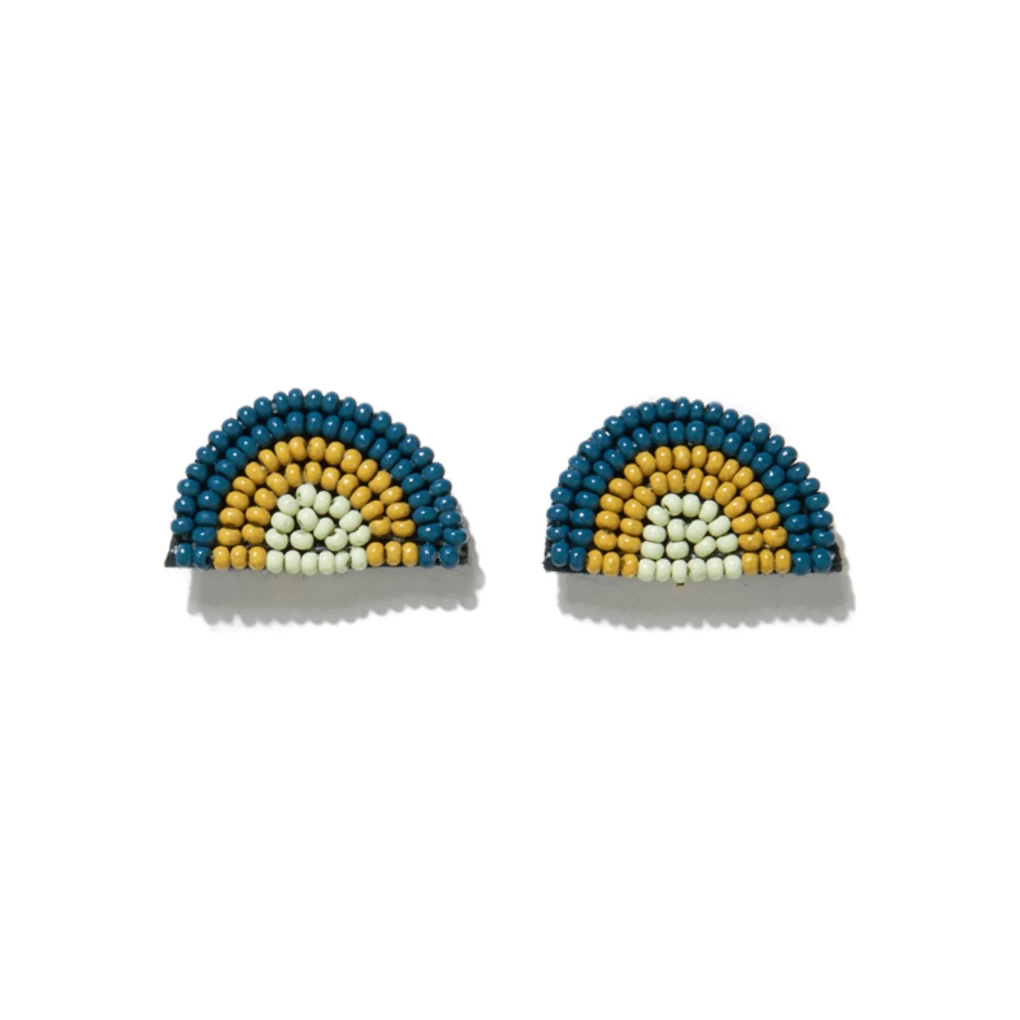 Peacock Citron Seed Bead Rainbow Post Earrings - Miles and Bishop